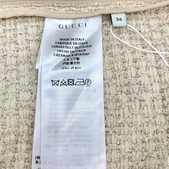 Gucci Beige Pearl Buckle Striped Cotton V-Neck Long Sleeve Knitted Cardigan Coat - Picture 8 of 8